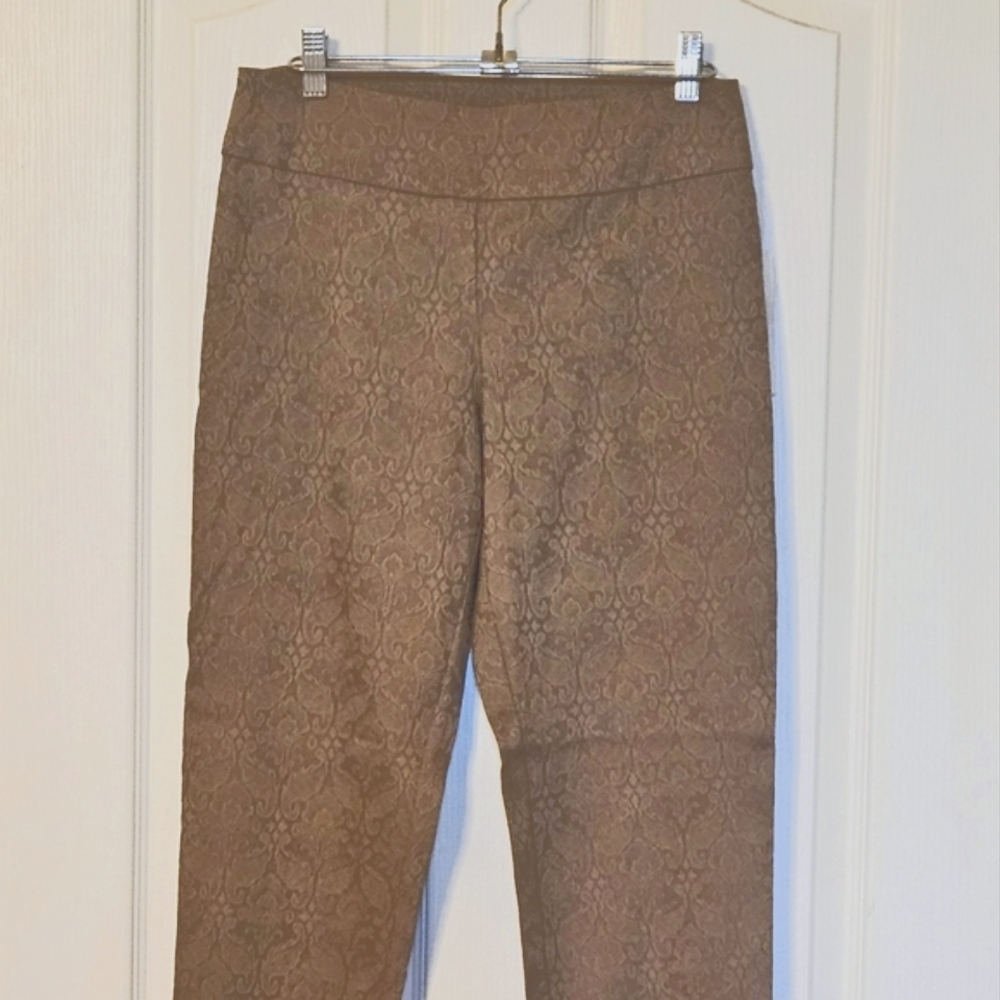 BOHO Chic Solid Dark Tan Pasley Print Pull On Pants Size M NWT